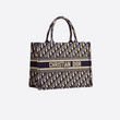 Dior Book Tote Bag In Embroidered Canvas Blue Dior Oblique