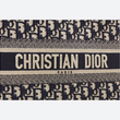 Dior Book Tote Bag In Embroidered Canvas Blue Dior Oblique