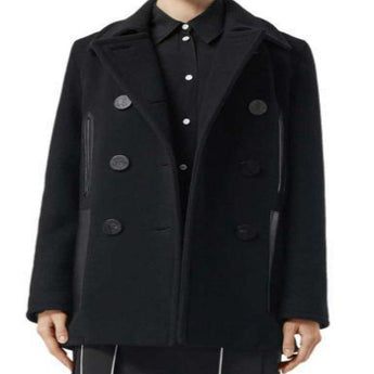 Leather Pocket Peacoat Jacket