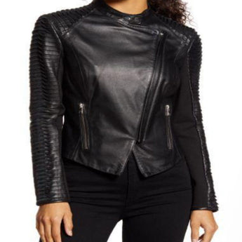Sleeve Leather Moto Jacket