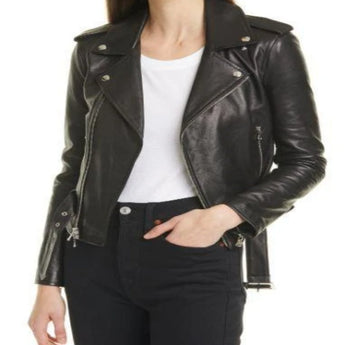 Belted Leather Moto Jacket