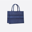 Dior Small Blue Dior Oblique Embroidered Denim Dior Book Tote