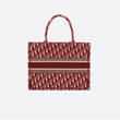 Dior Book Tote Bag In Embroidered Canvas Burgundy Dior Oblique