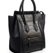Celine Mini Luggage Handbag Crocodile Veins Leather with Calfskin Leather