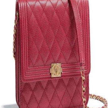 Chanel Boy Square Clutch With Chain – CWC Grained Calfskin Pink