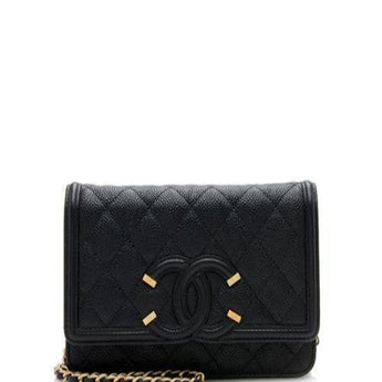 Chanel Wallet On Chain – WOC CC Filigree Black Grained Calfskin