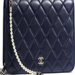 Chanel Wallet On Chain – WOC Quilted Lambskin Dark Blue Silver-Toned