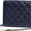 Chanel Wallet On Chain – WOC Quilted Lambskin Dark Blue Silver-Toned