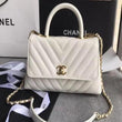 Chanel Flap Bag With Top Handle White