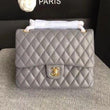 Chanel Mini Flap Bag Light Grey Lambskin Silver Hardware