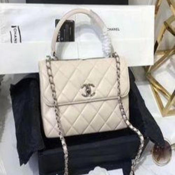 Chanel Flap Bag With Top Handle White