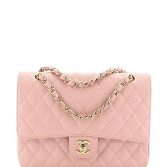 Chanel Caviar Quilted Medium Double Flap Bag Pink Silver-Tone