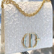 Dior Wavy-Effect 30 Montaigne Bag With Chain White