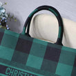 Dior Book Tote In Green & Black Embroidered Canvas