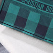 Dior Book Tote In Green & Black Embroidered Canvas