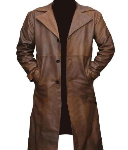 Genuine Leather Mens Trench Coat