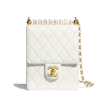 Chanel Clutch With Chain And Pearls White