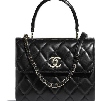 Chanel Small Flap Bag With Top Handle Black-Silver