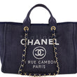 Chanel Deauville Fabric Tote Navy Blue/Gold