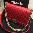 Chanel Boy Medium Handbag Red