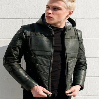 Mens Green Arrow Leather Jacket