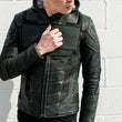 Mens Green Arrow Leather Jacket