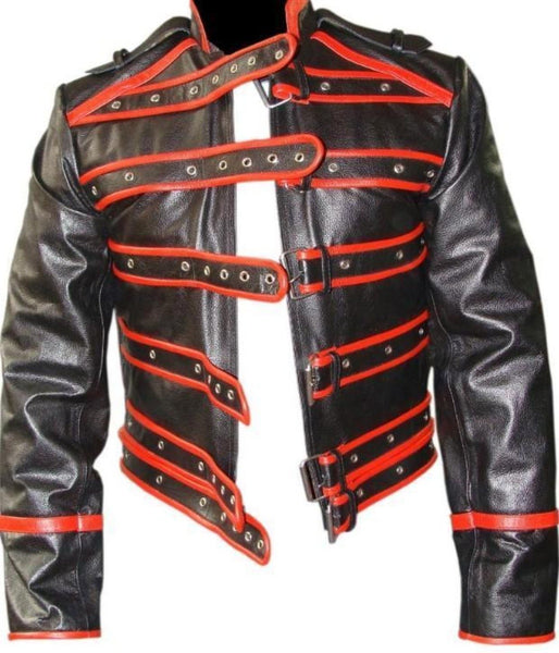 Mens Leather Biker Jacket Motorbike