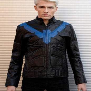 Mens Blue Eagle Leather Jacket