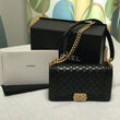 Small Boy Chanel Handbag Black-Gold