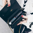 Chanel Wallet On Chain – WOC Chevron Lambskin Black Silver-Toned