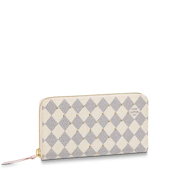 LV Clemence Wallet Damier Azur Canvas Rose Ballerine