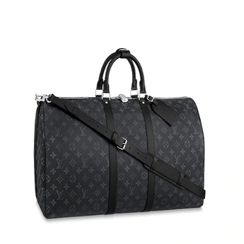 LV Keepall 55 Bandouliere Duffel Bag Monogram Eclipse Canvas
