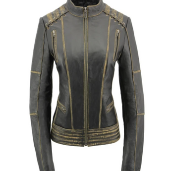 Leather Jacket Lace Distress