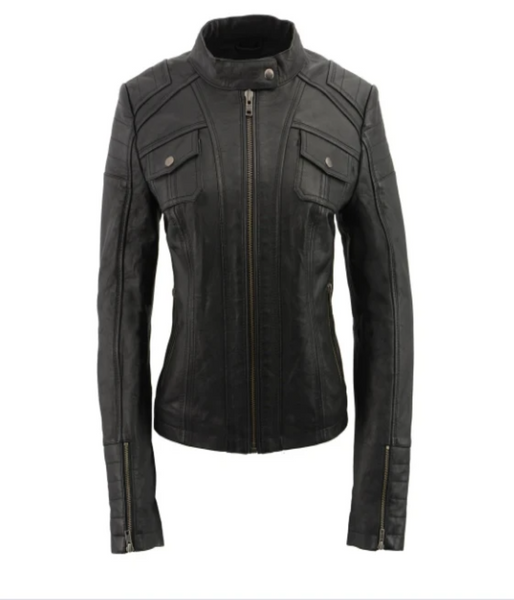 Leather Jacket with Shoulders