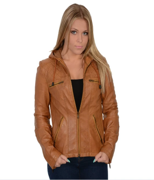 Leather Jacket with Draw String