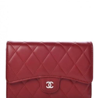 Chanel Classic Long Flap Wallet Lambskin Leather Burgundy