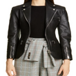Ball Chain Peplum Leather Moto Jacket
