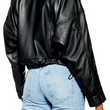 Funnel Neck Leather Jacket