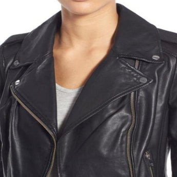 Lambskin Leather Moto Jacket