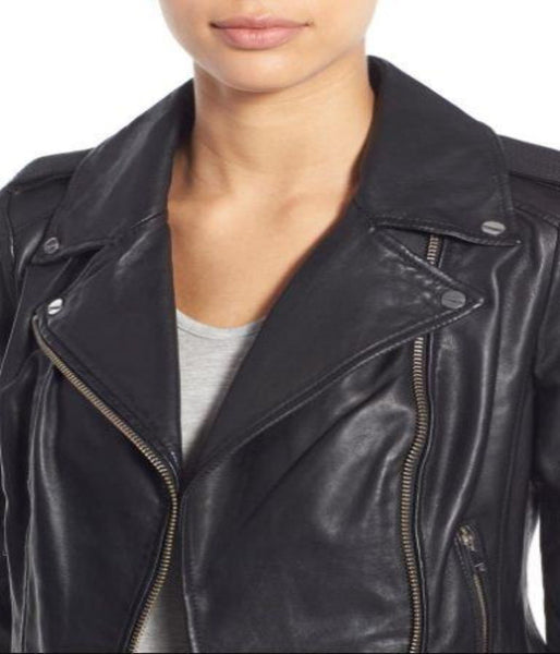 Lambskin Leather Moto Jacket