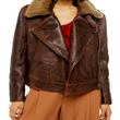 Shearling Collar Leather Jacket