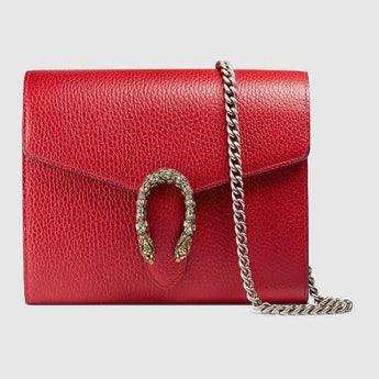 Gucci Dionysus GG Supreme Mini Leather Chain Bag Hibiscus Red