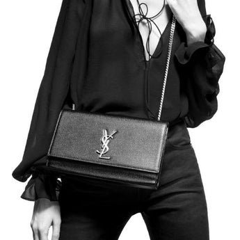 Saint Laurent Kate Medium In Grain De Poudre Embossed Leather Black