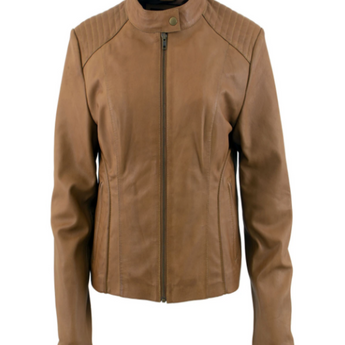 Ladies Cognac Leather Jacket