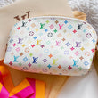 LV Multicolor Cosmetic Pouch GM White