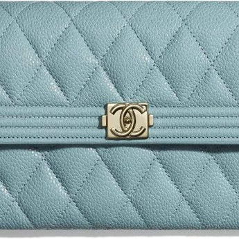 Chanel Le Boy Wallet On Chain – WOC Gold-Tone Metal Blue