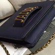 J’Adior Calfskin Flap Bag Dark Blue