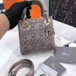 Mini Lady Dior Satin Bag Gray