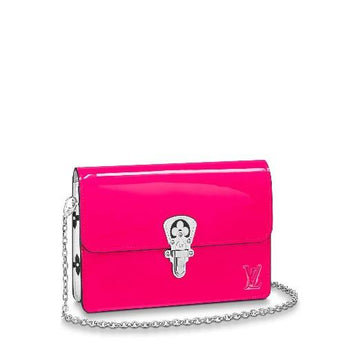 LV Cherrywood Chain Wallet Patent Leather Monogram Berlingot Pink