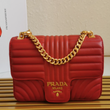 Prada Diagramme Medium Leather Bag Red